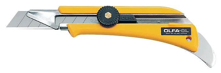 Olfa bræk-af kniv m/horn 18mm, OL-18, kraftig model m/skruelås t/isolering, tæpper m.m. - Premium